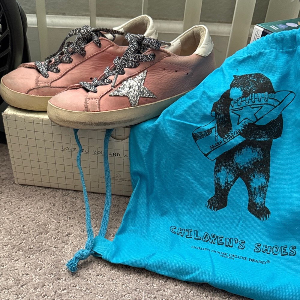 Golden Goose Pink and Silver Star Sneakers